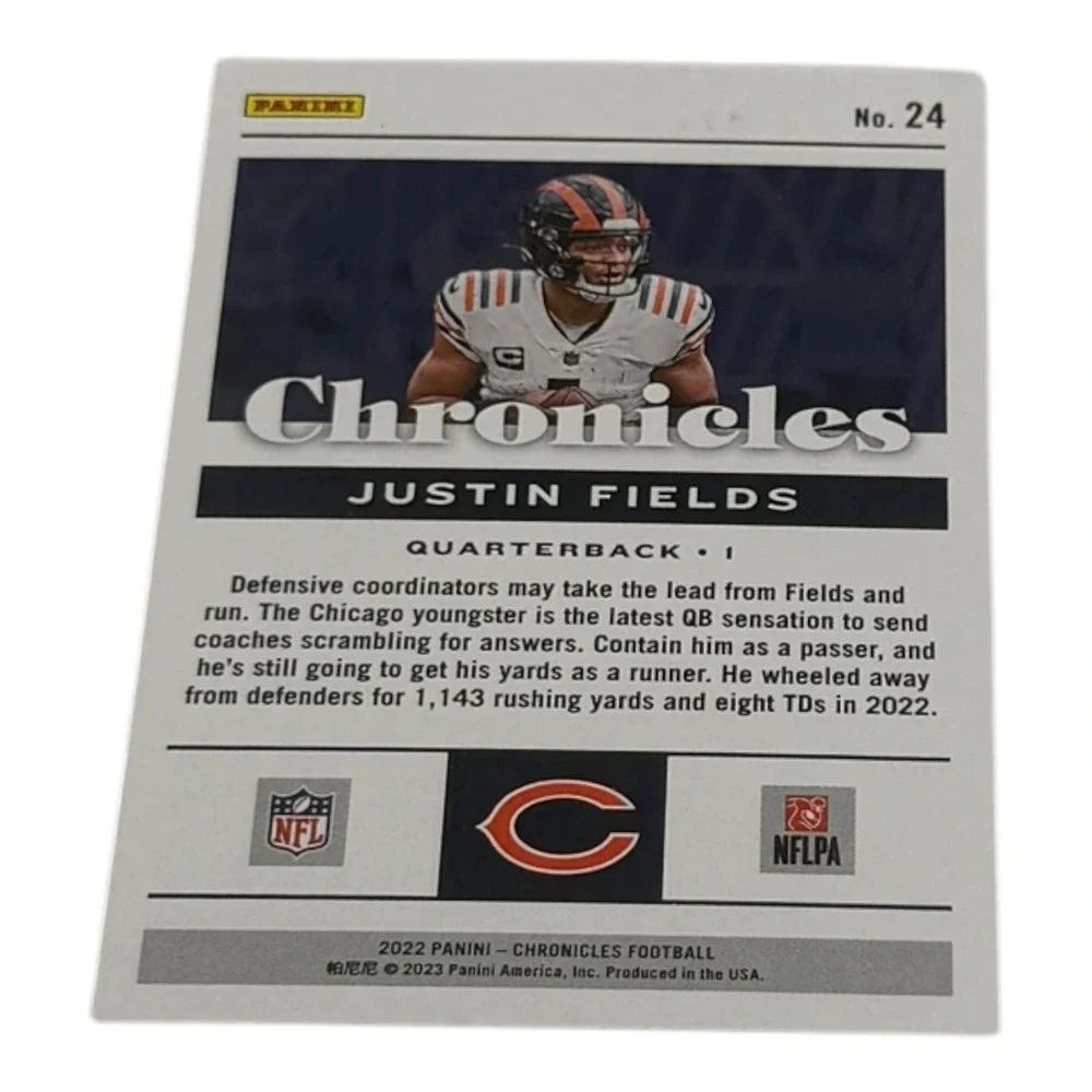 2022 Panini Chronicles Football Justin Fields Chicago Bears Card No 24 QB